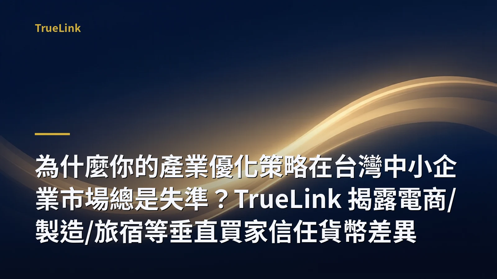 為什麼你的產業優化策略在台灣中小企業市場總是失準?TrueLink 揭露電商/製造/旅宿等垂直買家信任貨幣差異