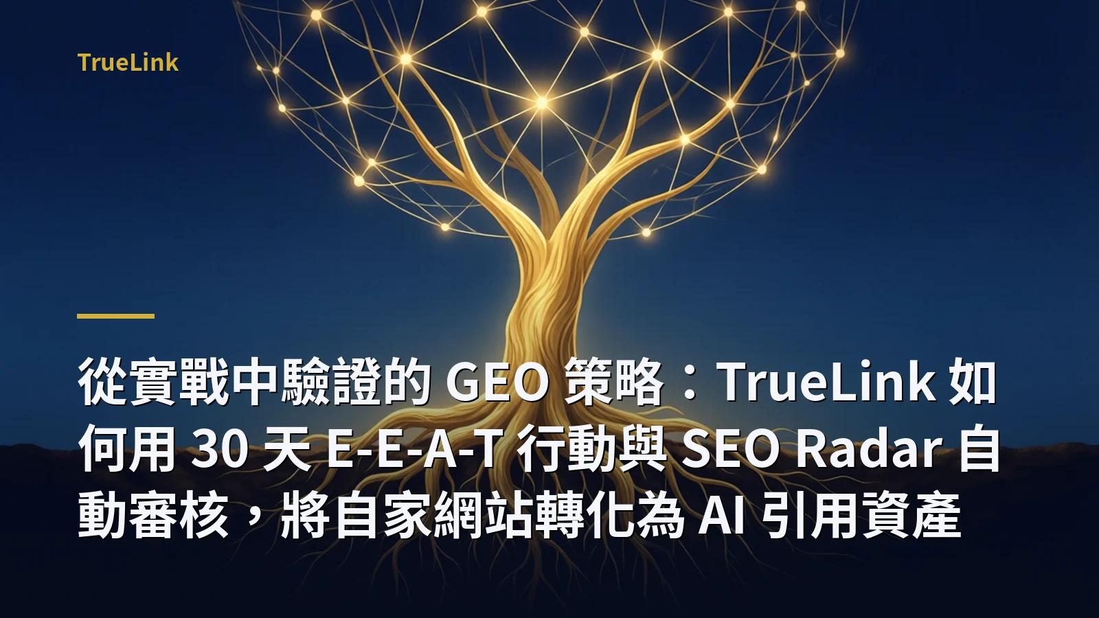 從實戰中驗證的 GEO 策略：TrueLink 如何用 30 天 E-E-A-T 行動與 SEO Radar 自動審核，將自家網站轉化為 AI 引用資產