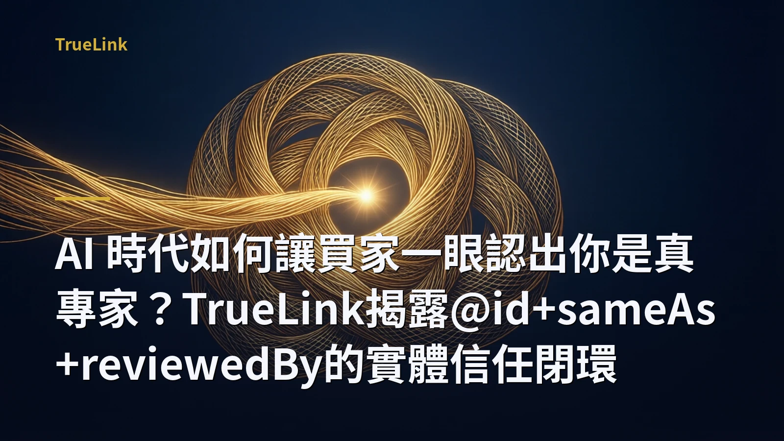 AI 時代如何讓買家一眼認出你是真專家?TrueLink揭露@id+sameAs+reviewedBy的實體信任閉環