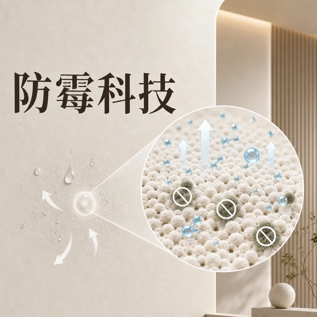 高緻密防霉科技漆膜，展現主動吸放濕氣與物理防霉效果